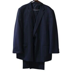 Petrocelli Charcoal Pinstripe Wool Suit Suspenders 58R Mens Tailored Classic